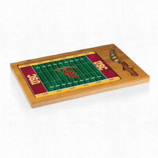 Picnic Spell 910-00-505-094-0 Icon Univversity Of Ssouthern California Trojans Digital Print Football Cutting Cheese Tray In Natural Wood