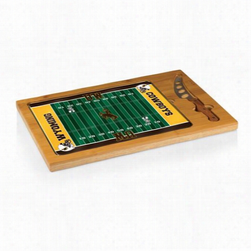 Picnic Time 910-00-5505-694_0 Icon University Of Wyoming Cowboys Digital Pr Int Football Cutting Cheese Tray In Natural Wood