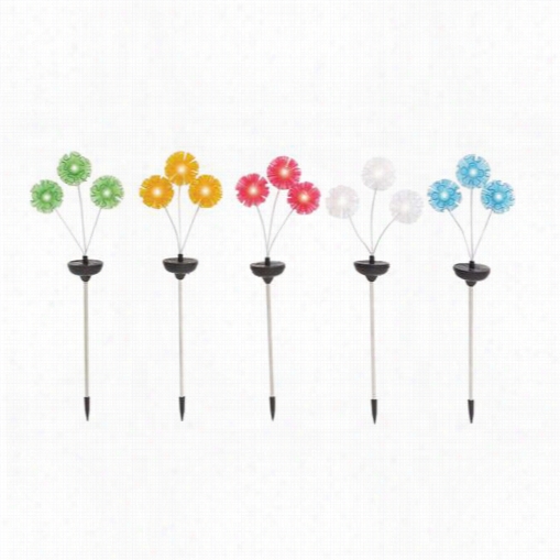 Woodland Imports 20877 The Delightful M Etal Solar Garden Stake - Assorted Of 5