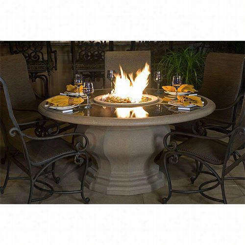 American Fyre Designs 676 Inverted Dining Firetable Through  Grnite Inset And Key Valve