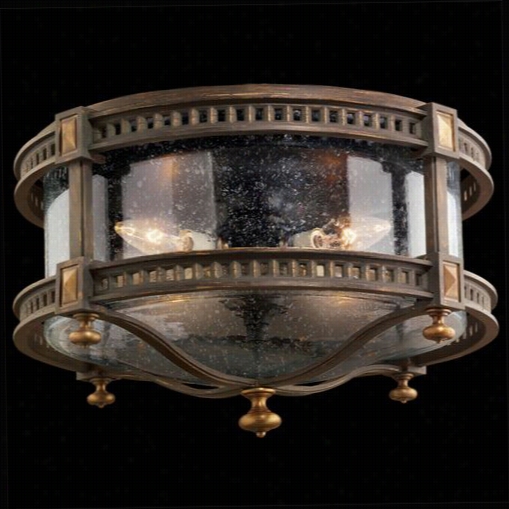 Fine Art Lamps 564982 Beekman Place 4 Light Outdoor Flush Mount In Weathered Woodland Brown