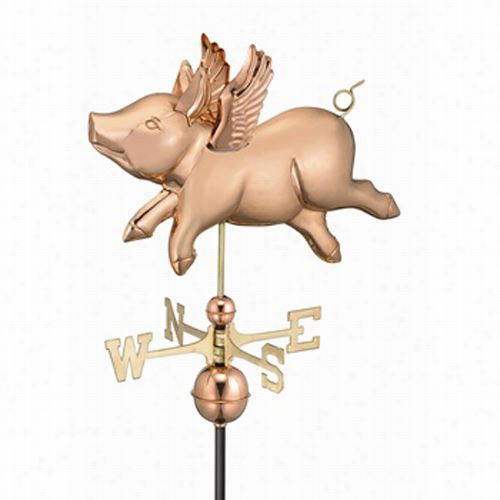 Good Ddirections 9612p Flying Pig Weathervane In Polished Copp Er