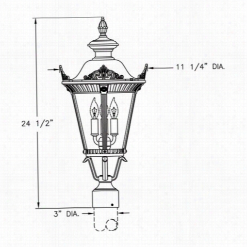 Hanover Lantern B53330 Small Stockholm 25w Per Socket 3 Light Outdoor Post Lam