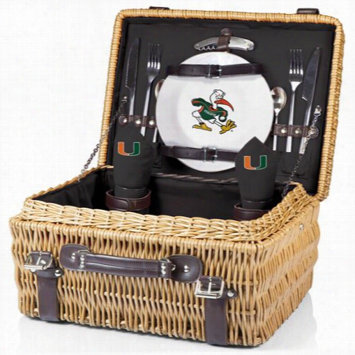 Picnic Time 208-40-179-324-0 Chajpion University Of Miami Hurricanes Digital Print Basket In Black