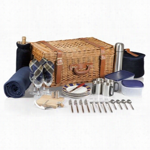 Picnic Time 214-90-015-000-0 Windsor Picnic Basket In Navy Wwith Plaid