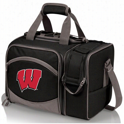 Picnic Time 508-23-175-642-0 Malibu University Of Wisco Nsin Bagders Embroidered Tote I Black