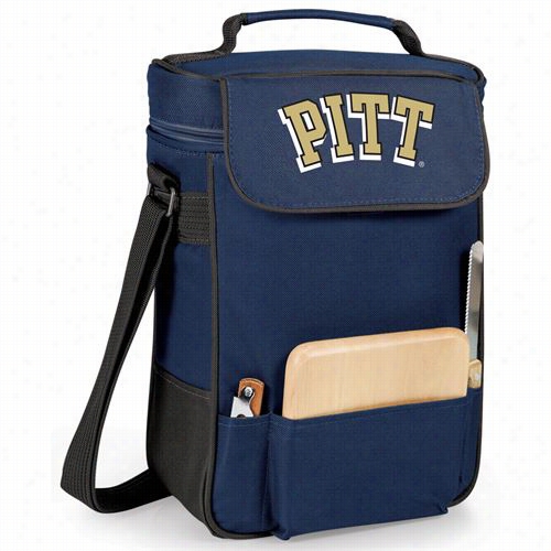 Picnic Time  623-04-138-502-0 Univeristy Of Pittsburgh Panthers Embroidered Duet Wine And Cheese Tote In Navy