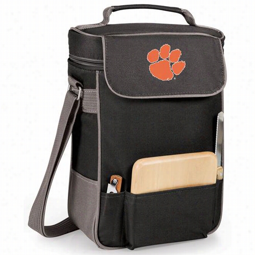 Picnic Time623--04-1-5104-0 Clemson University Tigers Digital Print Uet Wine And Cheese Tote In Black