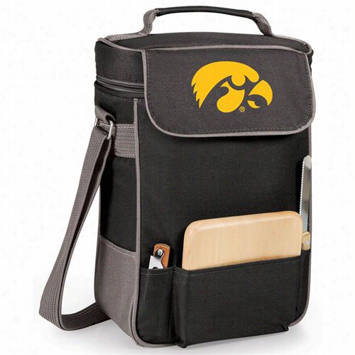 Picnic Time 623-04-175-224-0 Univrsity Of Iowa Hawkeyes Digital Print Duet Wine An D Cheese Tote In Black