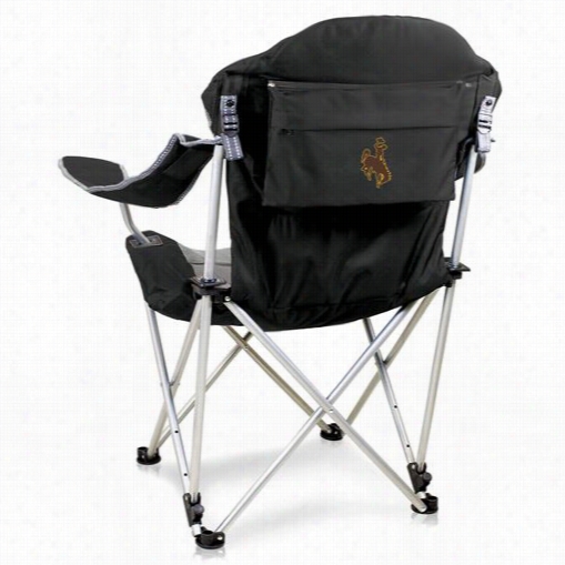 Picnic Time 803-00-175-694-0 University Of Wyoming Digiatl Print Reclining Camp Chair In Black