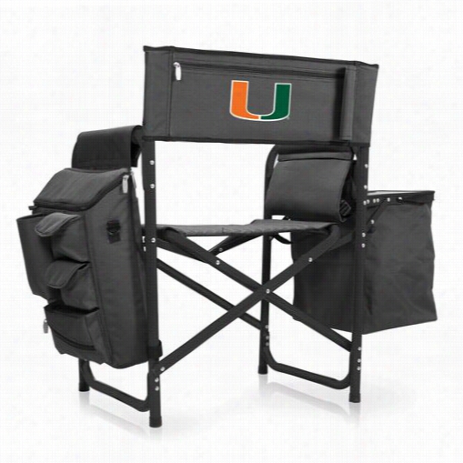 Picnic Time 807-00-679-324-0 University Of Miami Hurricanes Dig1tal Print Fusion Chairman In Dark Grey/black