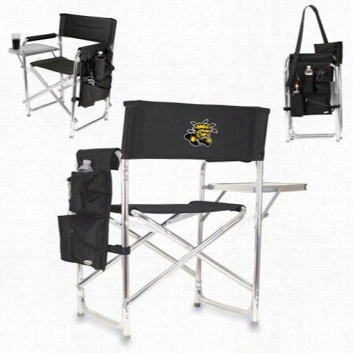 Picnic Time 809~00-179-014-1 Wichita State University Shocker S Digital Print Sports Chair In Black