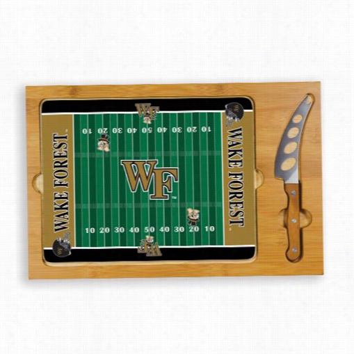 Picnic Time 910-00-505-614-0 Cio N Wake Forest University Demon Deacons Digital Print Football Cutting Cheese Tray In Natural Wood