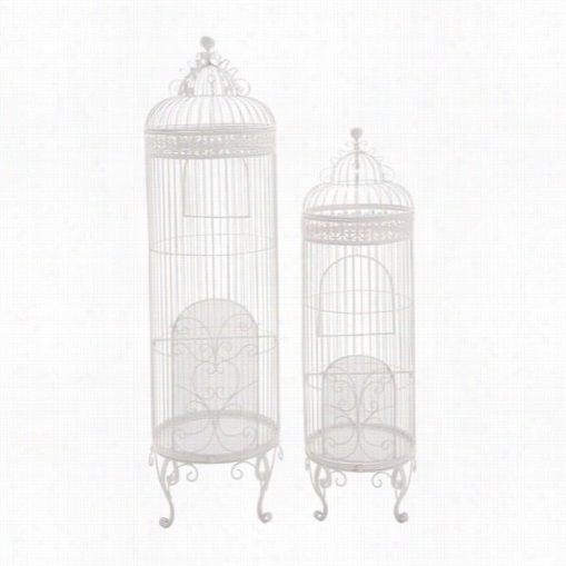 Woodland Imports 28945 The Cool Metal Birdcage - Set Of 2