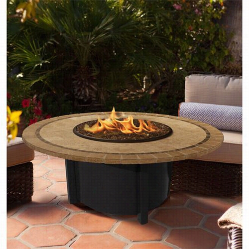 California Outdoor 5010-bk-pg10-cap-48carmel Blacck Base Chat Height Ffire Pit With Black Reflective Glass And 48"" Capistrano Mosaic