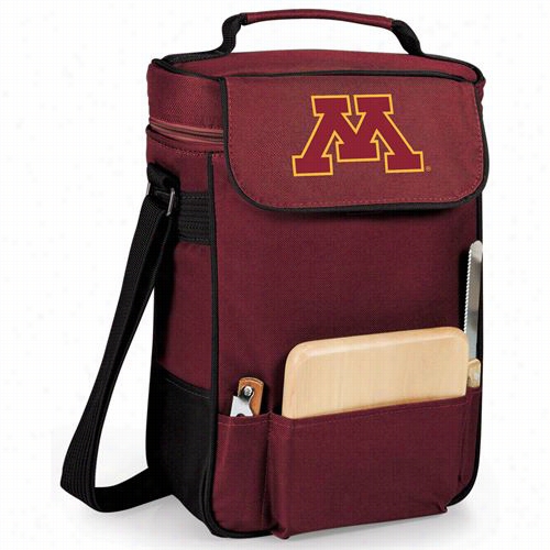 Picnic Time 623-04-118-362-0 University Of Minnesota Golden Gophers Embroidered Duet Wine And Cheese Tote In Burgundy