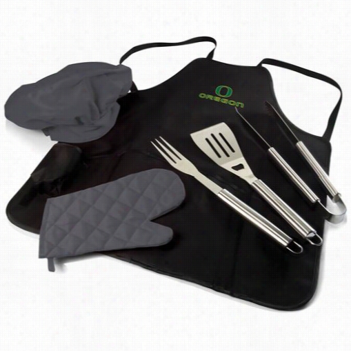 Picnic Time 635-88-179-474-0 Universit Of Oregon Ducks Digital Print Bbq Apron Tote Pro In Black