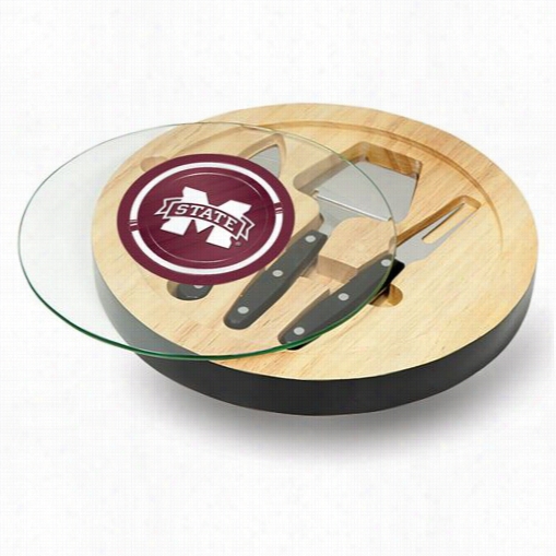 Picnic Time 829-00-179-384-0 Ventana Mississippi State Bulldogs Digital Print Cheese Board In Black