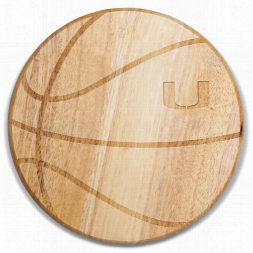 Picnic Time 840-00-505-323-0 University Of Mi Ami Hurricanes Engraving Free Throw Cutting Board In Natural Wood