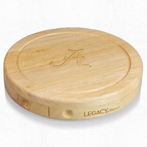 Picnic Time 878-00-505-003-0 Brie Cutitng Board In Natural Wood With Alabama Crimson Tide Envraved