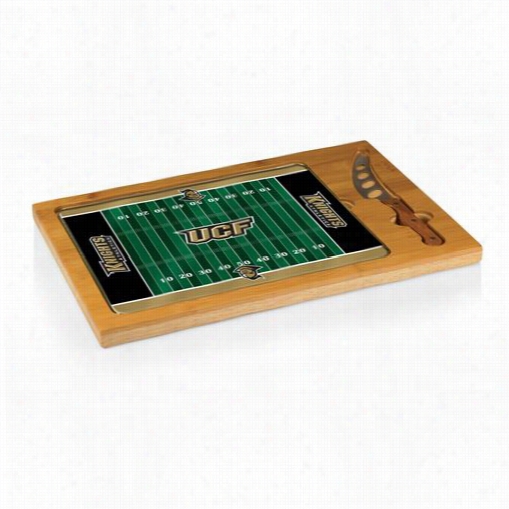 Picnic Time 910-00-505-004-1 Icon University Of Central Florida Knights Diital Print Football Cutting Cheese Tray In Natural Wood