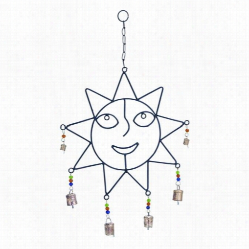 Woodland Imports 26731 Crafted Wind Chime With Sculpted Sunface