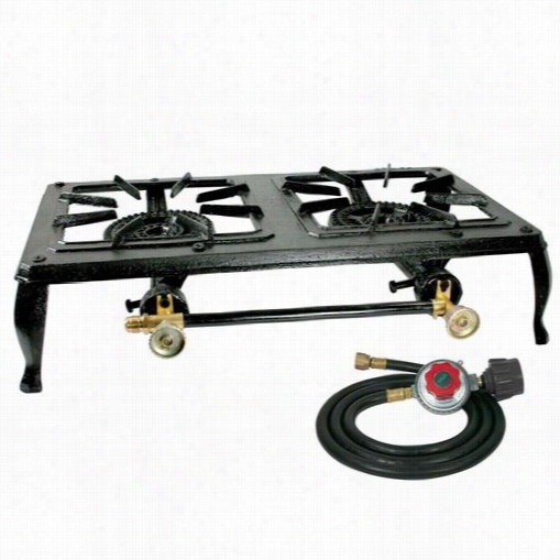 Buffalo Tools Dbciskit Sportsman Series Double Burner Cast Iron Stove With Regulator Hose