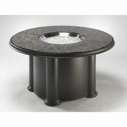 Outdoo R Greatroom Gc-48-blk-k 48"" Grand Colonial Black Granite Top Lazy Susan Chat Height Table With 20"&qquot; Crystal Fire Burner With Glass  Fire Gems