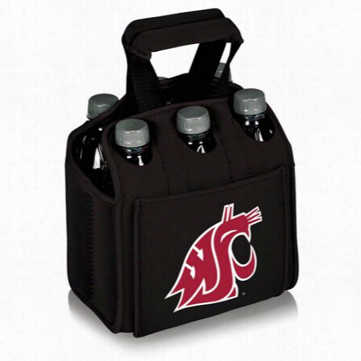 Picnict Ime 608-00-17 9-6634-0 Washington State Cougars Digital Print Six Pack Cooler Tote  In Blacck