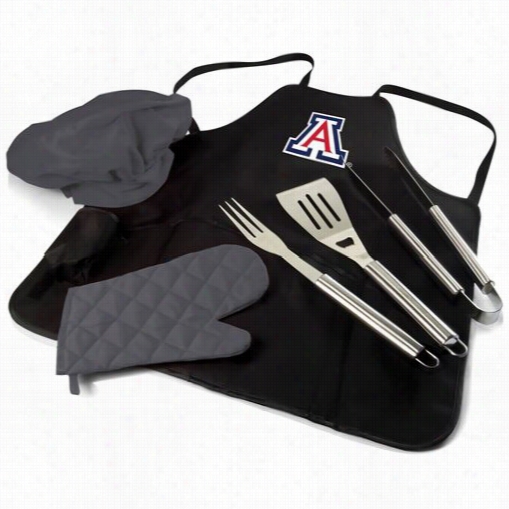 Picnic Time 635-88-179-014-0  University Of Arizona Wildcats Digital Stamp Bbq Apron Tote Pro In Black