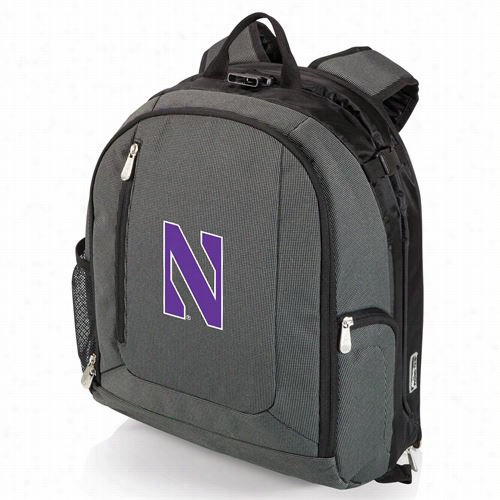 Picnic Time 730-006-79-434-0 Pt Nafigator Northwestern University Digital Print Cooler Backkpack In Dark Grey/mourning