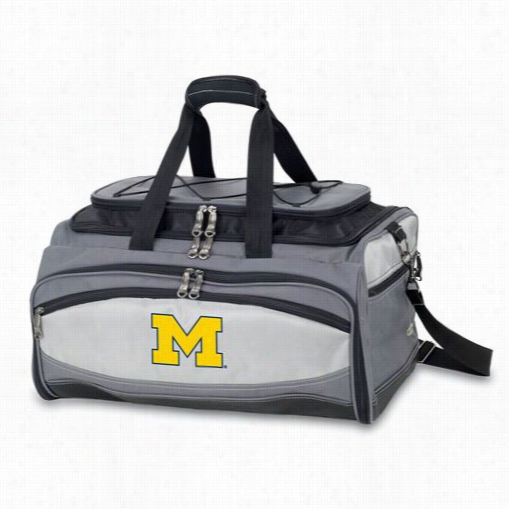 Picnic Time 750-00-175-342-0 Buccaneer Univrsity Of Michigan Wolverines Embroidered Cooler Nad Barbecue Set I N Black