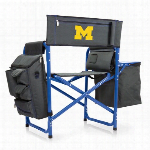 Picnic Time 807-00-369-344-0 University Of Michigan Wolverines Digital Print Amalgamation Chair In Darkg Rey/ Blue