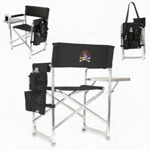 Picnic Time 808-00-179-874-0 East Carolina Pirates Digital Print Sports Chair In Black