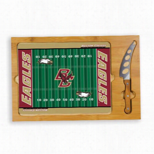 Picnic Time 910-00-505-54-0 Icon Boston College Eagles Digital Print Football Cutting Cheese Tray In Natural Woood