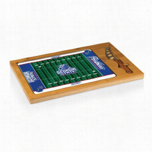 Picnic Time 910-00-05-064-1 Icon Georgia Stte University Panthers Digital Print Football Cutting Cheese Tray In Natural Wood