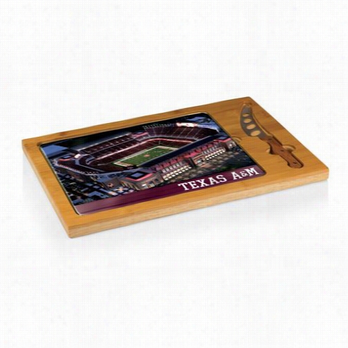 Picnic Time 9110-00-505-566-0 Idon Cutting Board In Natural With Texas A And M Kyle Field Digital Print