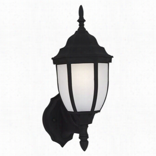 Sea Gull Lighting 8 8940ble-12 Bakersville 1 Light Fluorescent Outdoor Wall Lantern In Black With Satin Etched Glass