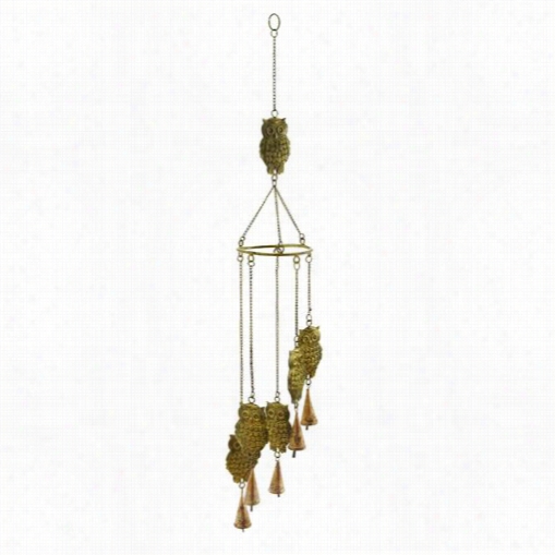 Woodland Imports 26788 Owl Wind Chime With 5 Owls Hanging On Chain