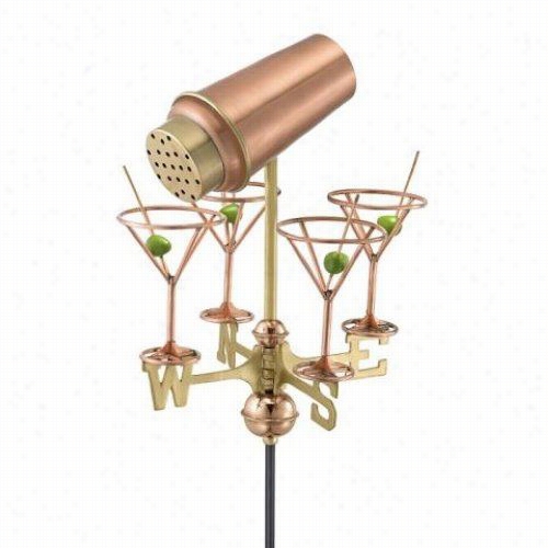 Goood Directions 8861pg Martini Glasses Garden Weathervane In Polished Copper With Garden Pole