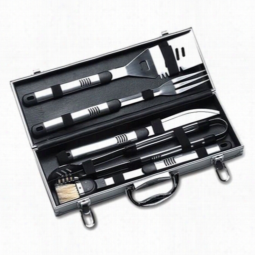 Picnic Pls Psmm-205 5  Piece Deluxe Bbq Tool Set In Aluminum