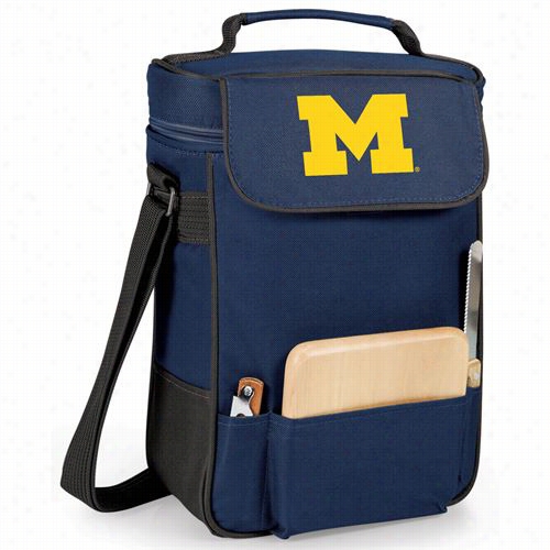 Picniic Time 623-04-138-344-0 Unive Rsity Ofm Ichigan Wolverines Digital Print Duet Wine And Cheese Tote In Navy