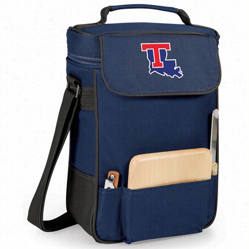 Picnic Ttime 623-04-138-854-0 Louisiana Tech Bulldogs Digital Print Duet Wine And Cheese Tote In Navy