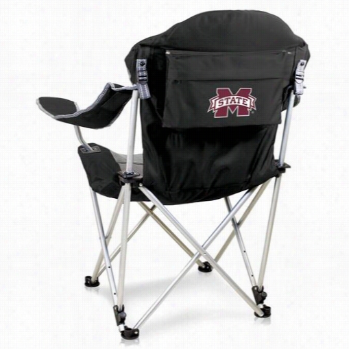 Picnic Time 803-00-17-385-0 Mississippi State University Digital Print Reclinign Camp Chair In Black