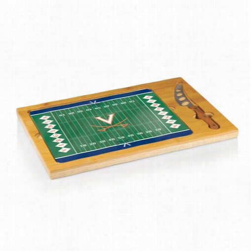 Picnic Life 910-00-505-594-0 Icon Univers Ity Of Virgnia Cavaliers Digital Pront Football Cutting Cheese Tray In Natral Wood