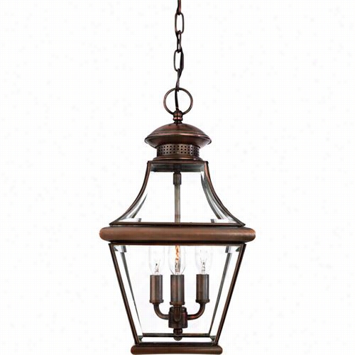 Quoizel C1a801ac  Carleton 3 Light Outdoor Pendant In Aged Copper