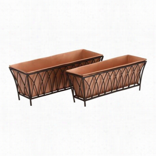 Woodland Imports 22127 Classy Fancy Metal Rectangle Planter