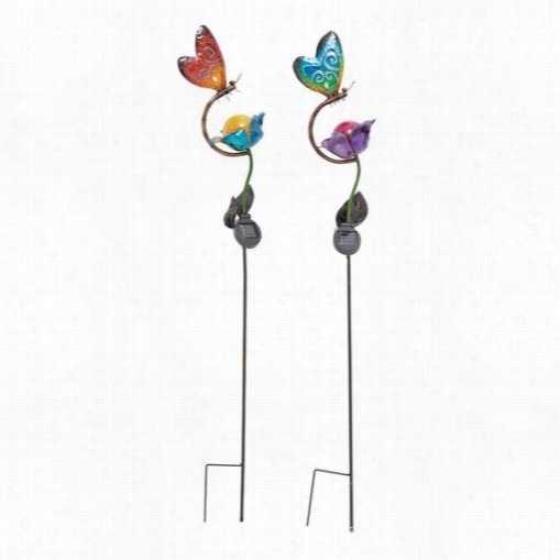 Woodland  Imports 55251 The Loveliest Metal Solar Stake Assorted - Contrive Of 2