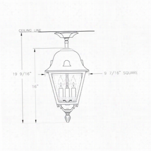 Hanover Lantrrn B5821 Medium Jeffeerson 25w Per Socket 3 Light Outdoor Flsuh Mount