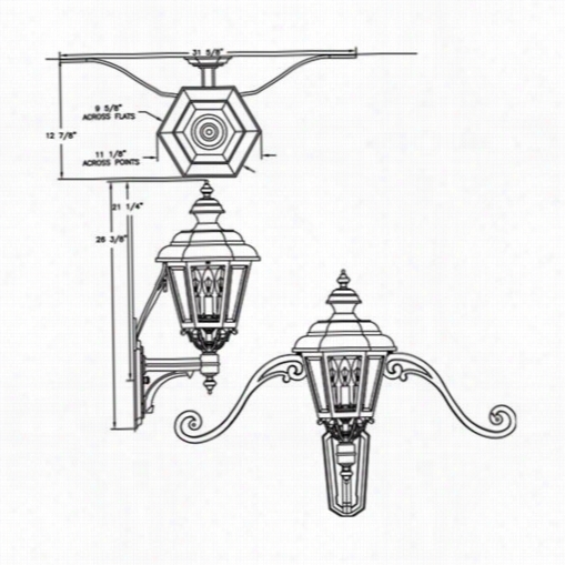 Hanover Lantern B9350 Medium Jamestown 25w Pre Socket 3 Light Outdopr Wall Ilght